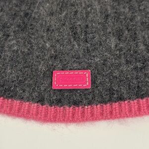 Coach Women’s Gray & Pink Wool Rabbit Blend beanie One Size